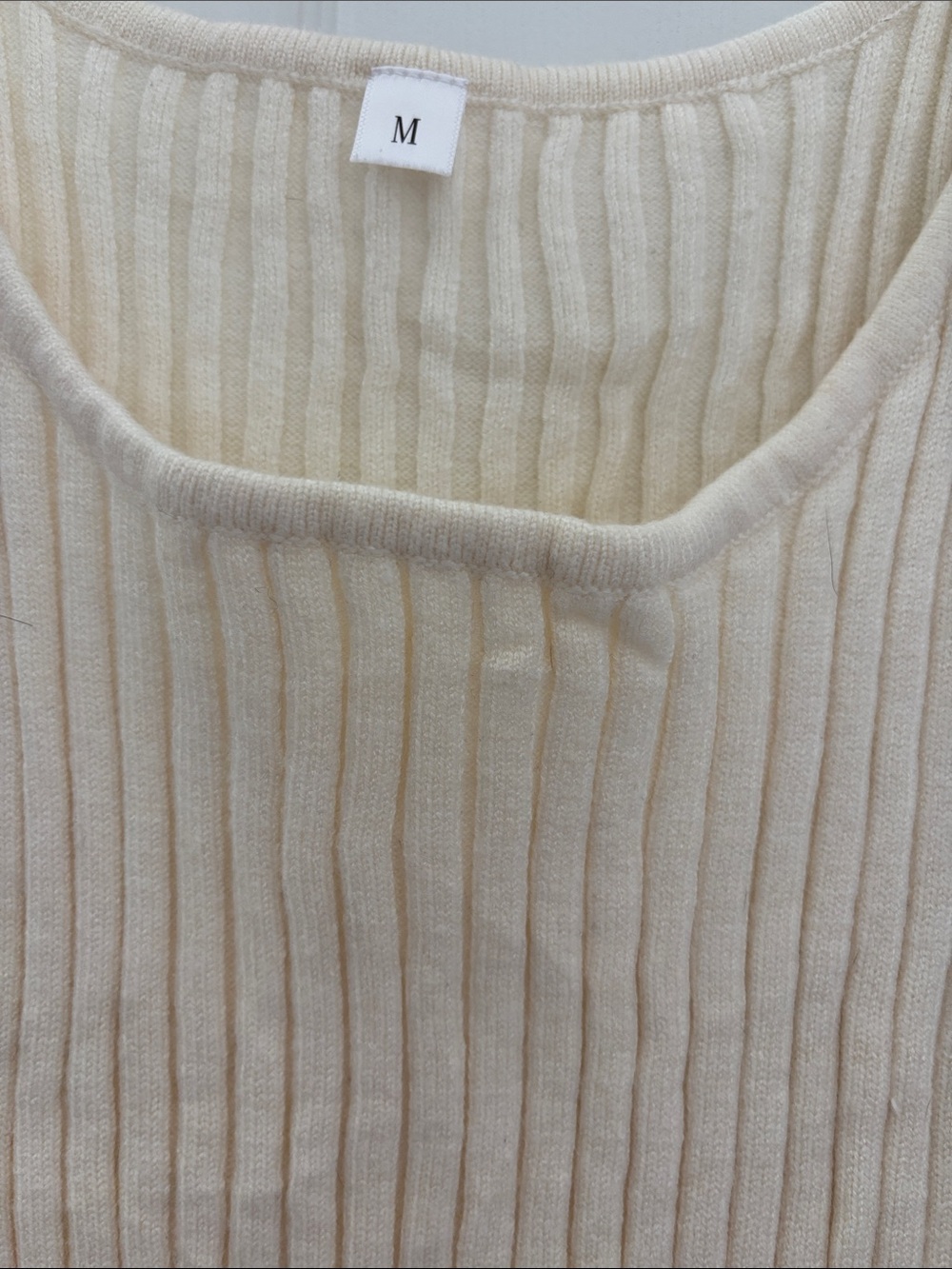 Cream Ribbed Tank Top - M - Picture 3 of 4